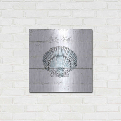 Luxe Metal Art 'Aqua Underwater Life VIII Shiplap' by Daphne Brissonet, Metal Wall Art,24x24