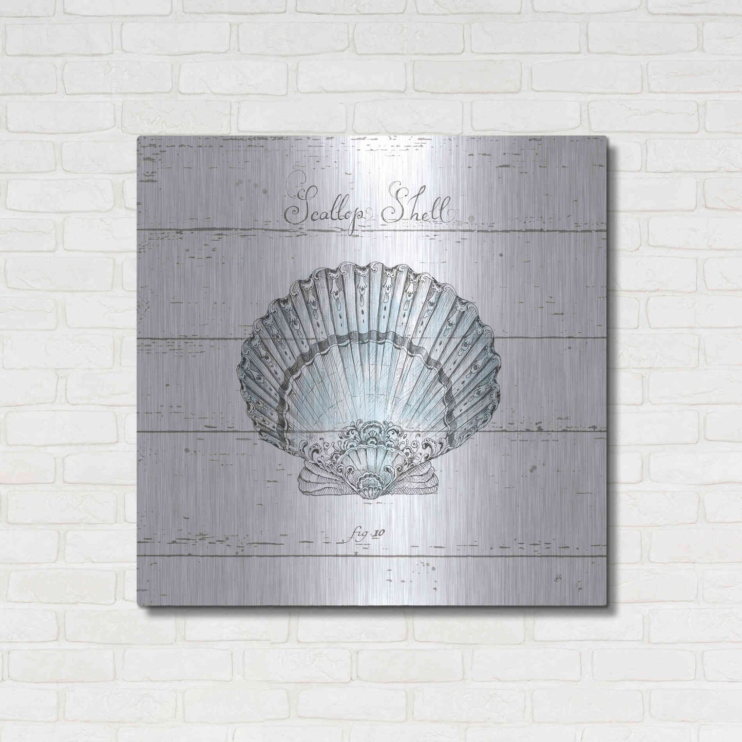 Luxe Metal Art 'Aqua Underwater Life VIII Shiplap' by Daphne Brissonet, Metal Wall Art,36x36
