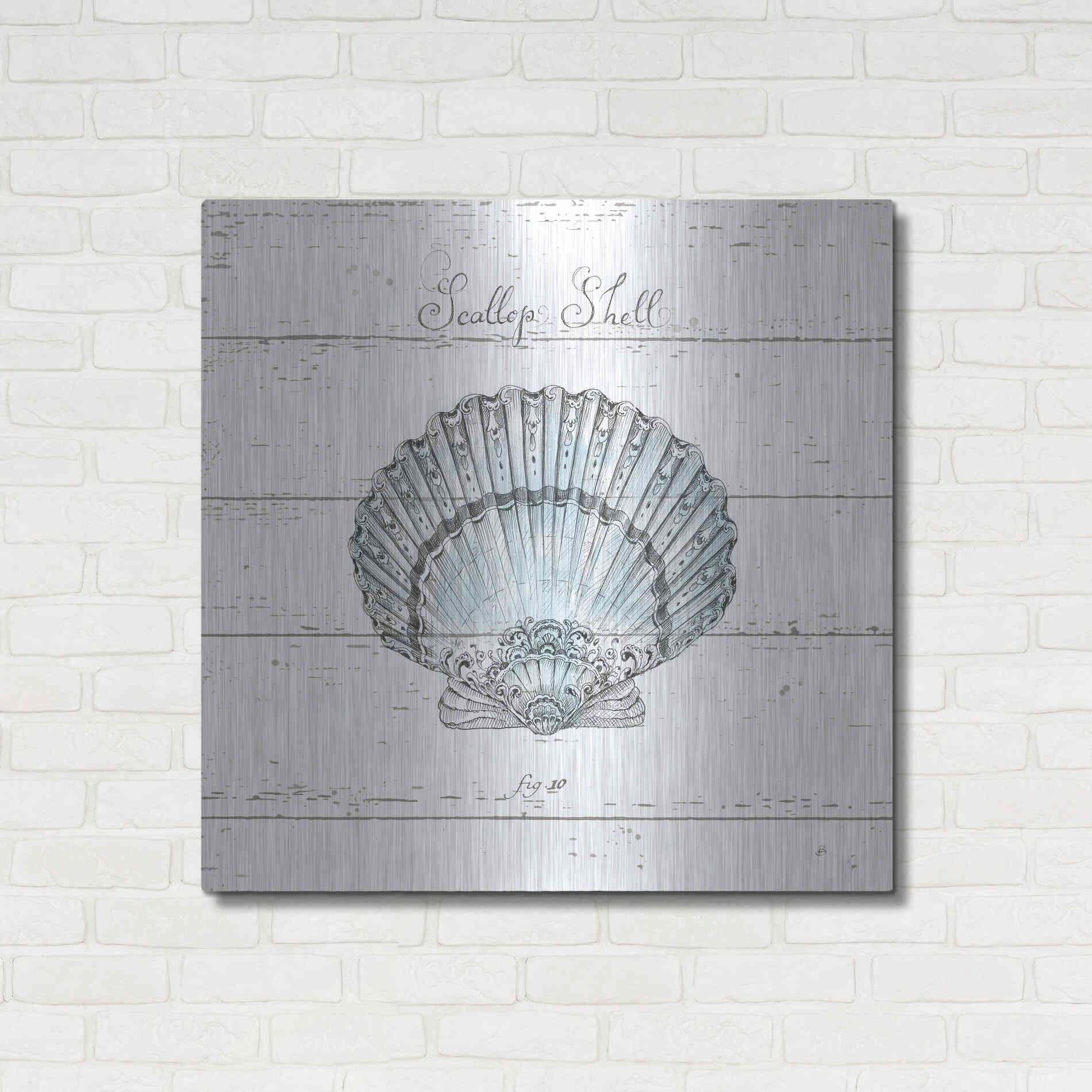 Luxe Metal Art 'Aqua Underwater Life VIII Shiplap' by Daphne Brissonet, Metal Wall Art,36x36
