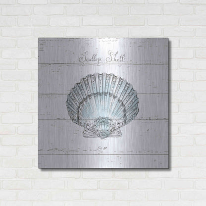 Luxe Metal Art 'Aqua Underwater Life VIII Shiplap' by Daphne Brissonet, Metal Wall Art,36x36