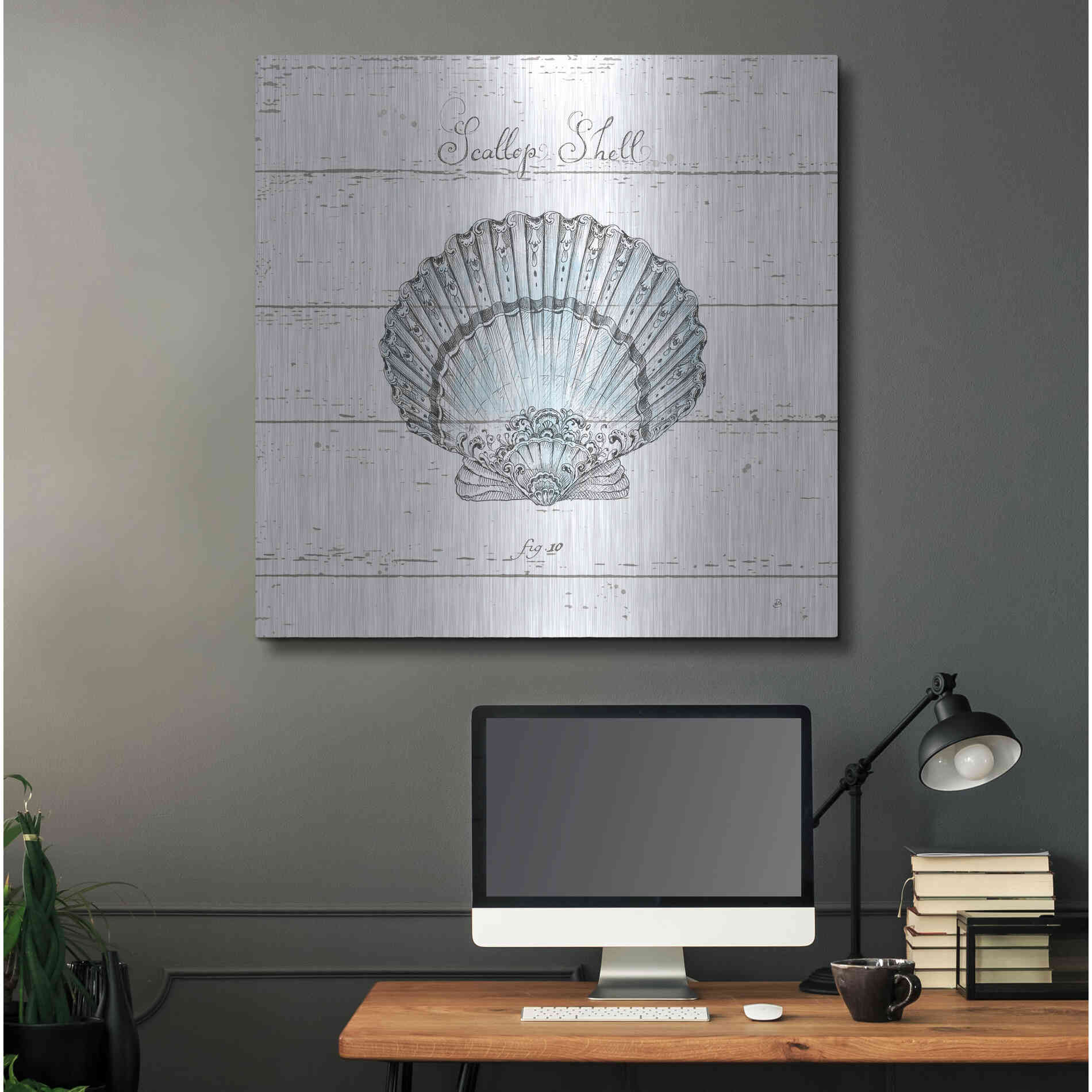 Luxe Metal Art 'Aqua Underwater Life VIII Shiplap' by Daphne Brissonet, Metal Wall Art,36x36