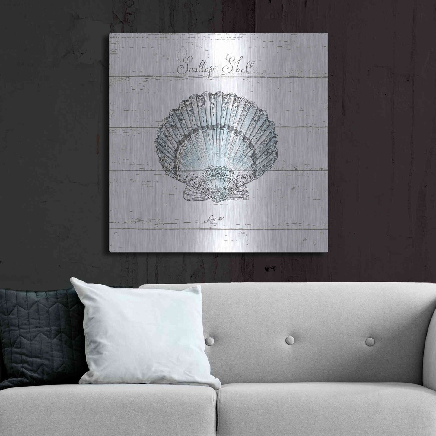 Luxe Metal Art 'Aqua Underwater Life VIII Shiplap' by Daphne Brissonet, Metal Wall Art,36x36