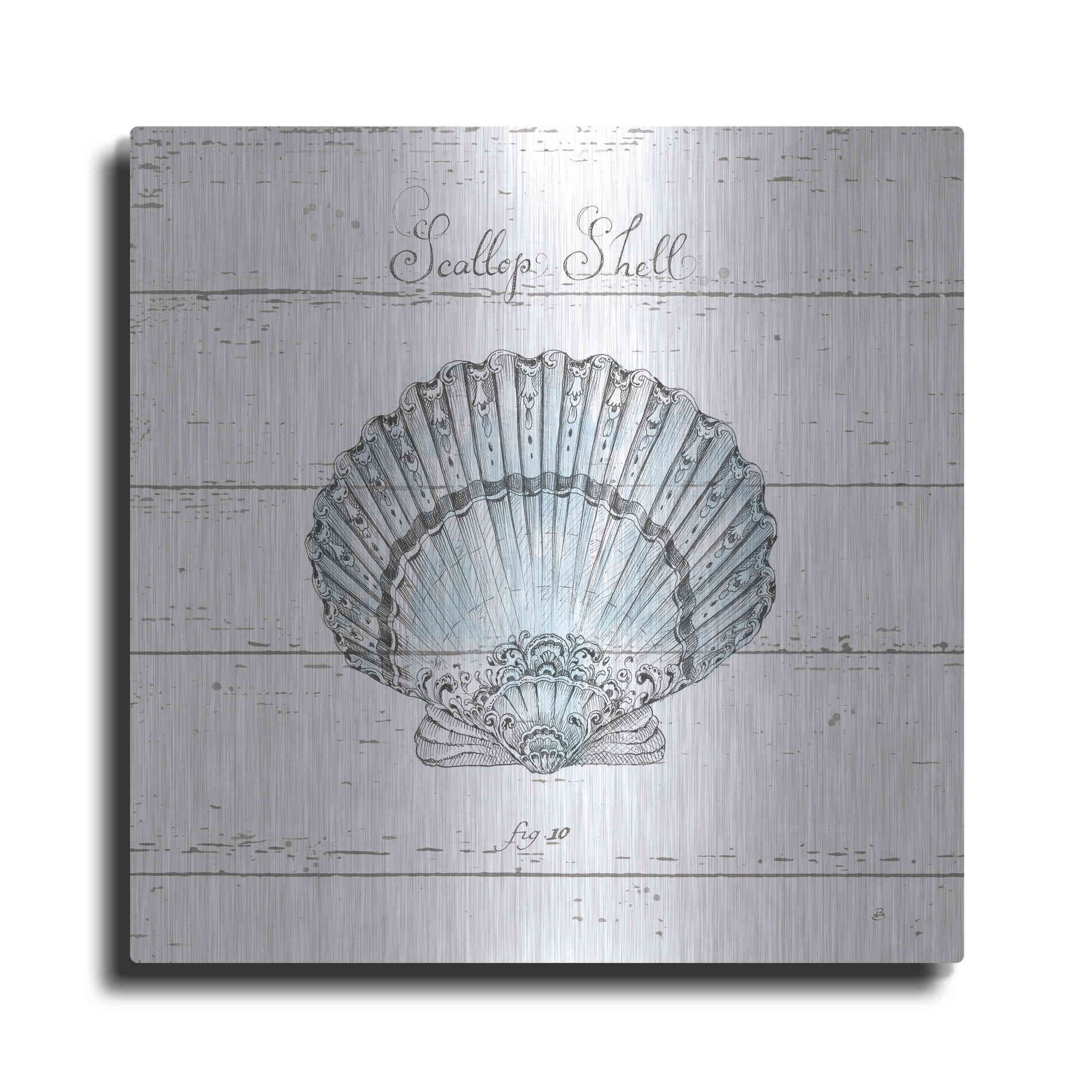 Luxe Metal Art 'Aqua Underwater Life VIII Shiplap' by Daphne Brissonet, Metal Wall Art