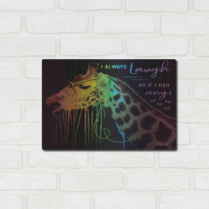 Luxe Metal Art 'I Always Laugh' by Cindy Jacobs, Metal Wall Art,16x12