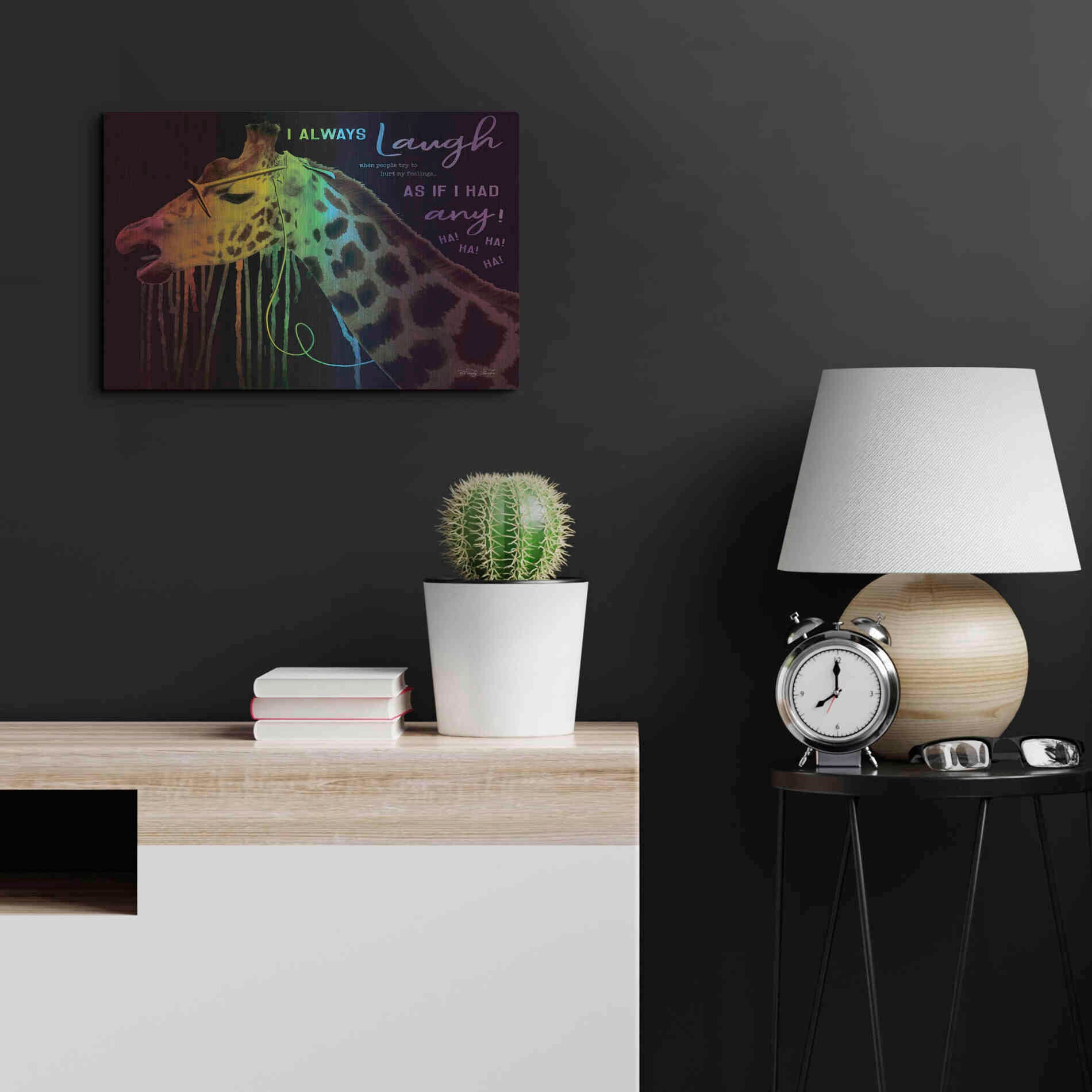 Luxe Metal Art 'I Always Laugh' by Cindy Jacobs, Metal Wall Art,24x16