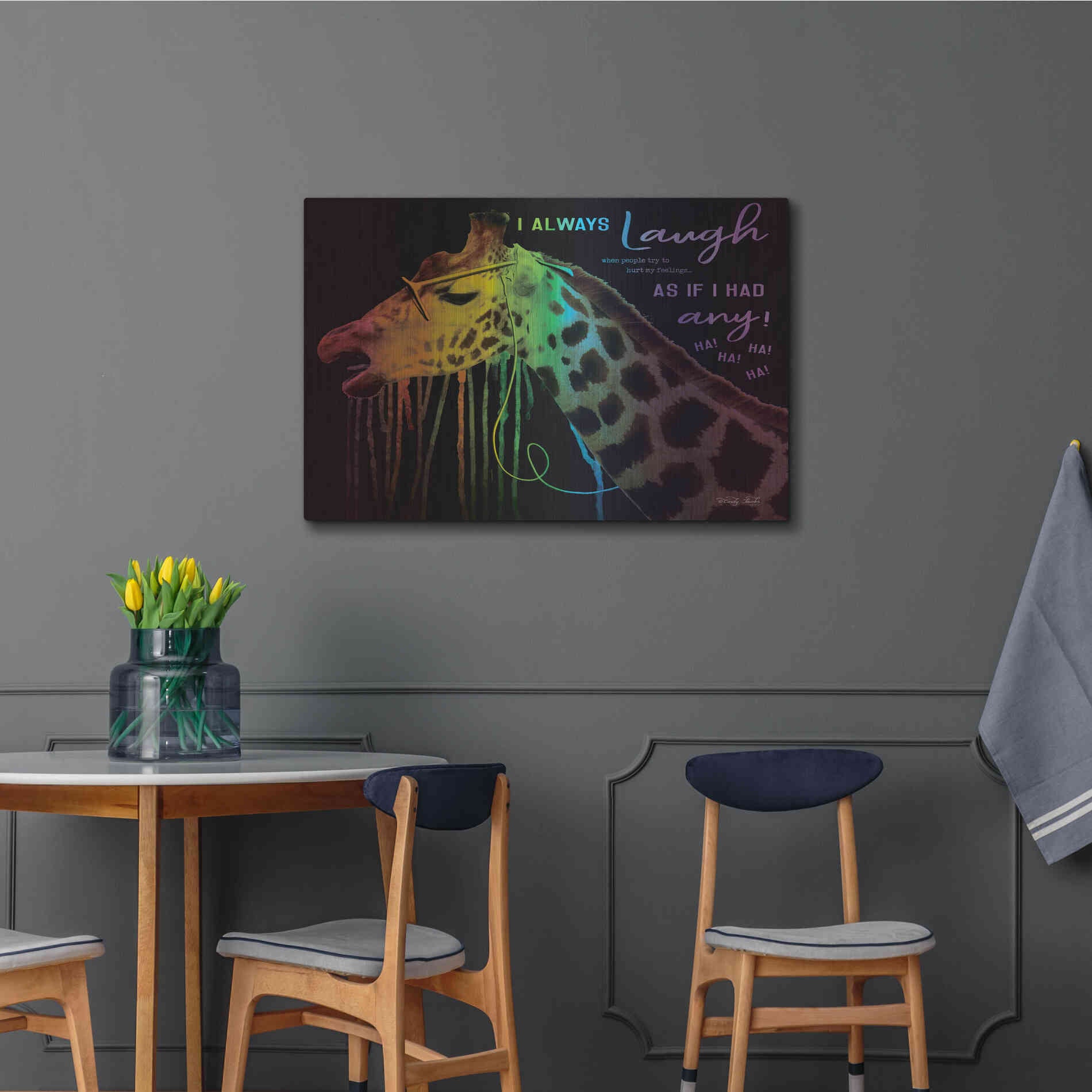 Luxe Metal Art 'I Always Laugh' by Cindy Jacobs, Metal Wall Art,36x24