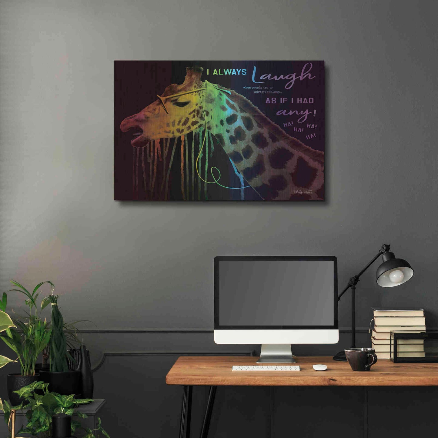 Luxe Metal Art 'I Always Laugh' by Cindy Jacobs, Metal Wall Art,36x24