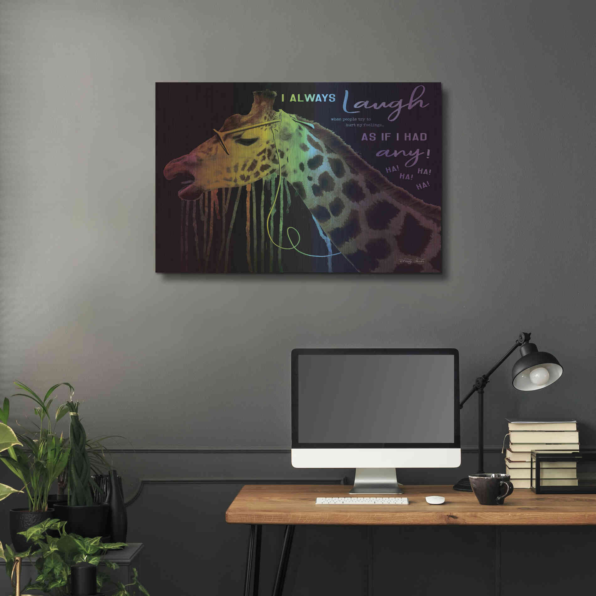 Luxe Metal Art 'I Always Laugh' by Cindy Jacobs, Metal Wall Art,36x24