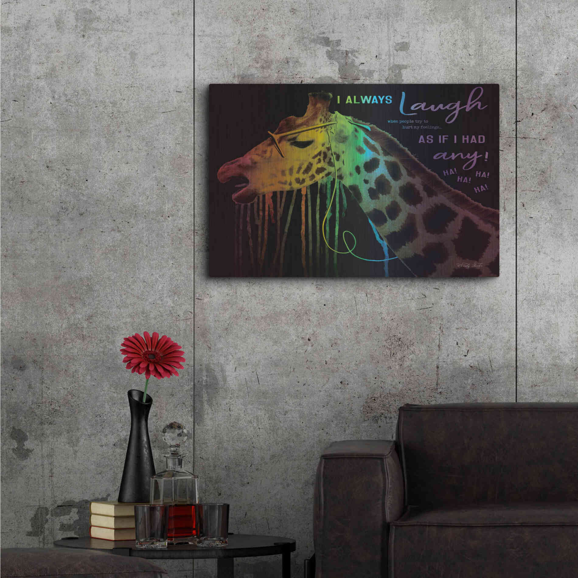 Luxe Metal Art 'I Always Laugh' by Cindy Jacobs, Metal Wall Art,36x24