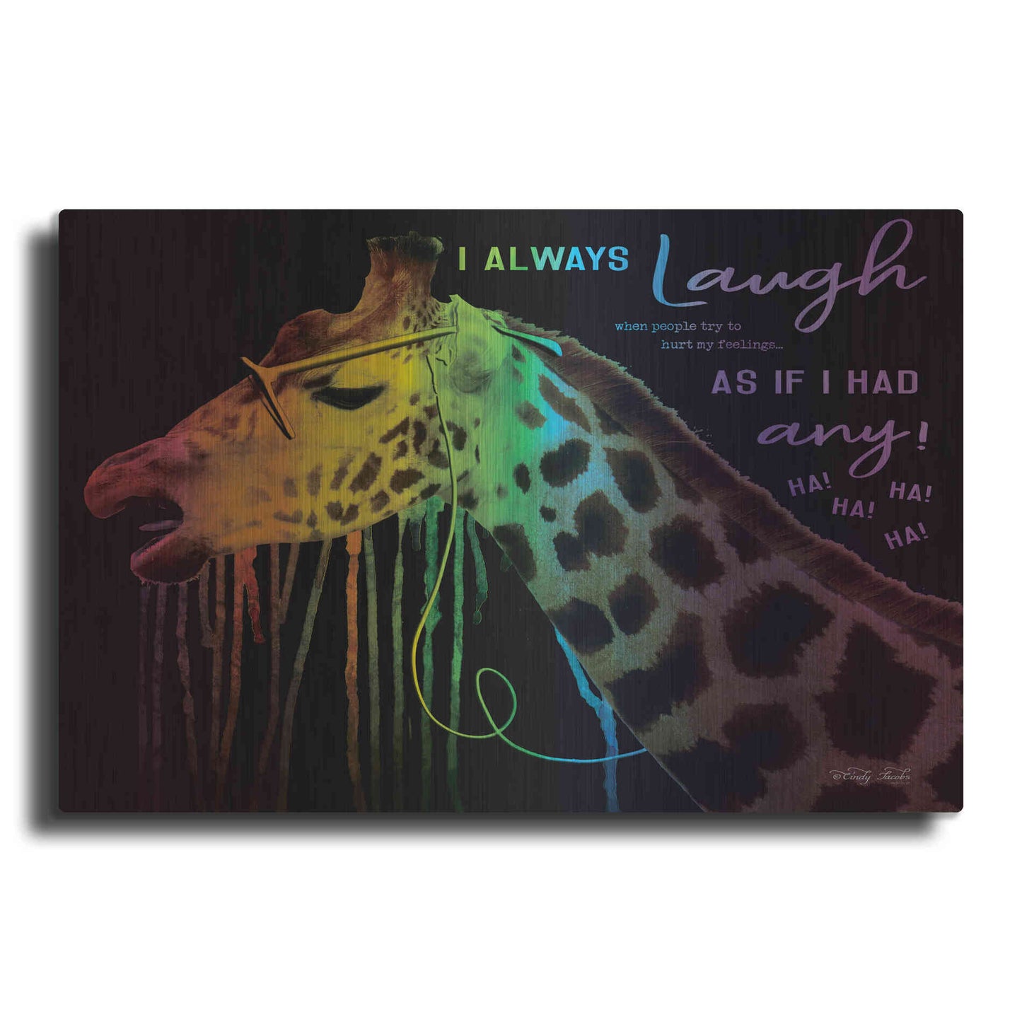 Luxe Metal Art 'I Always Laugh' by Cindy Jacobs, Metal Wall Art