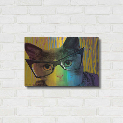 Luxe Metal Art 'Cat in Glasses' by Cindy Jacobs, Metal Wall Art,24x16