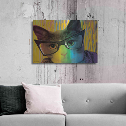 Luxe Metal Art 'Cat in Glasses' by Cindy Jacobs, Metal Wall Art,36x24
