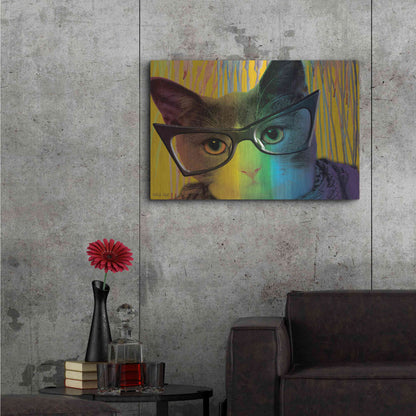Luxe Metal Art 'Cat in Glasses' by Cindy Jacobs, Metal Wall Art,36x24