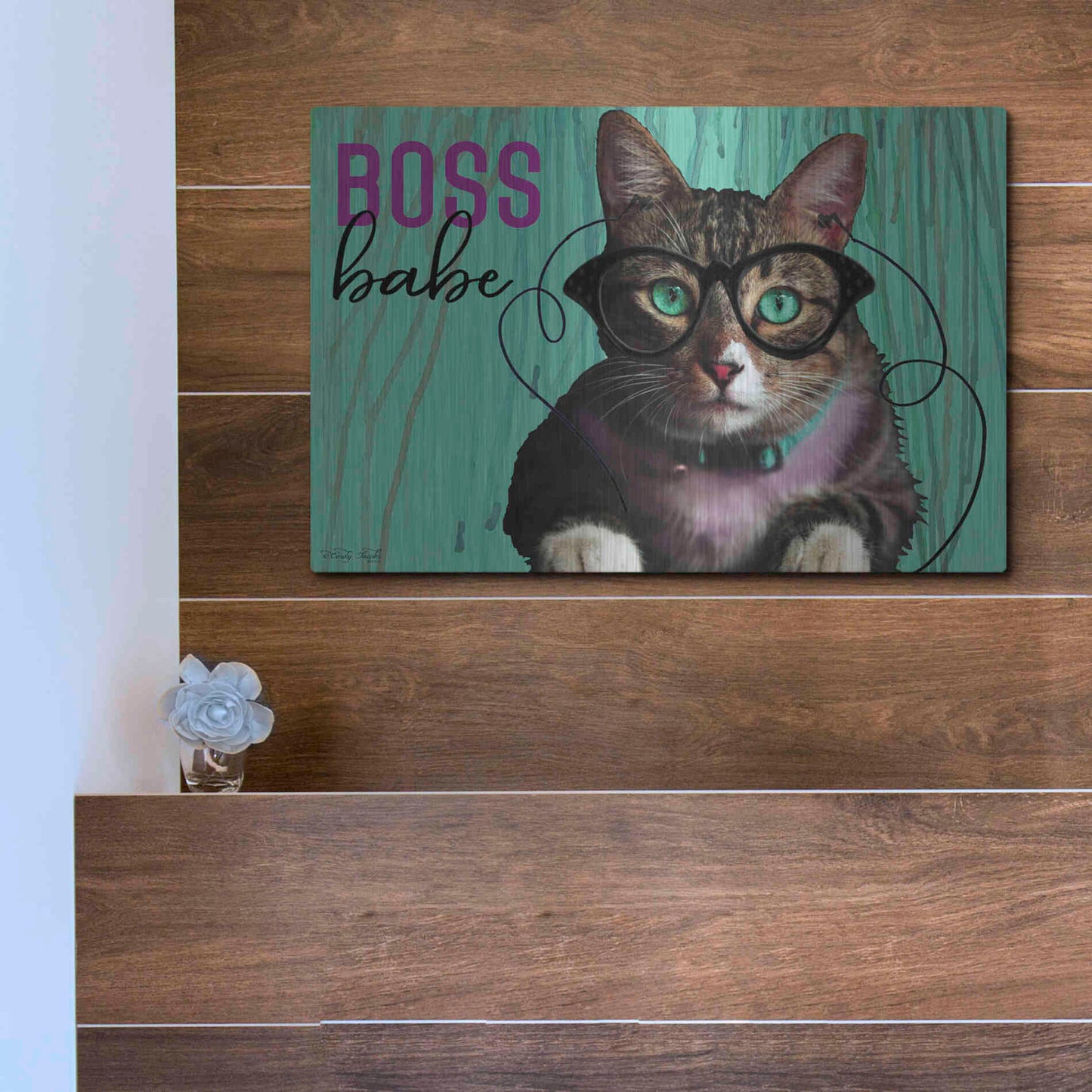 Luxe Metal Art 'Boss Babe' by Cindy Jacobs, Metal Wall Art,16x12