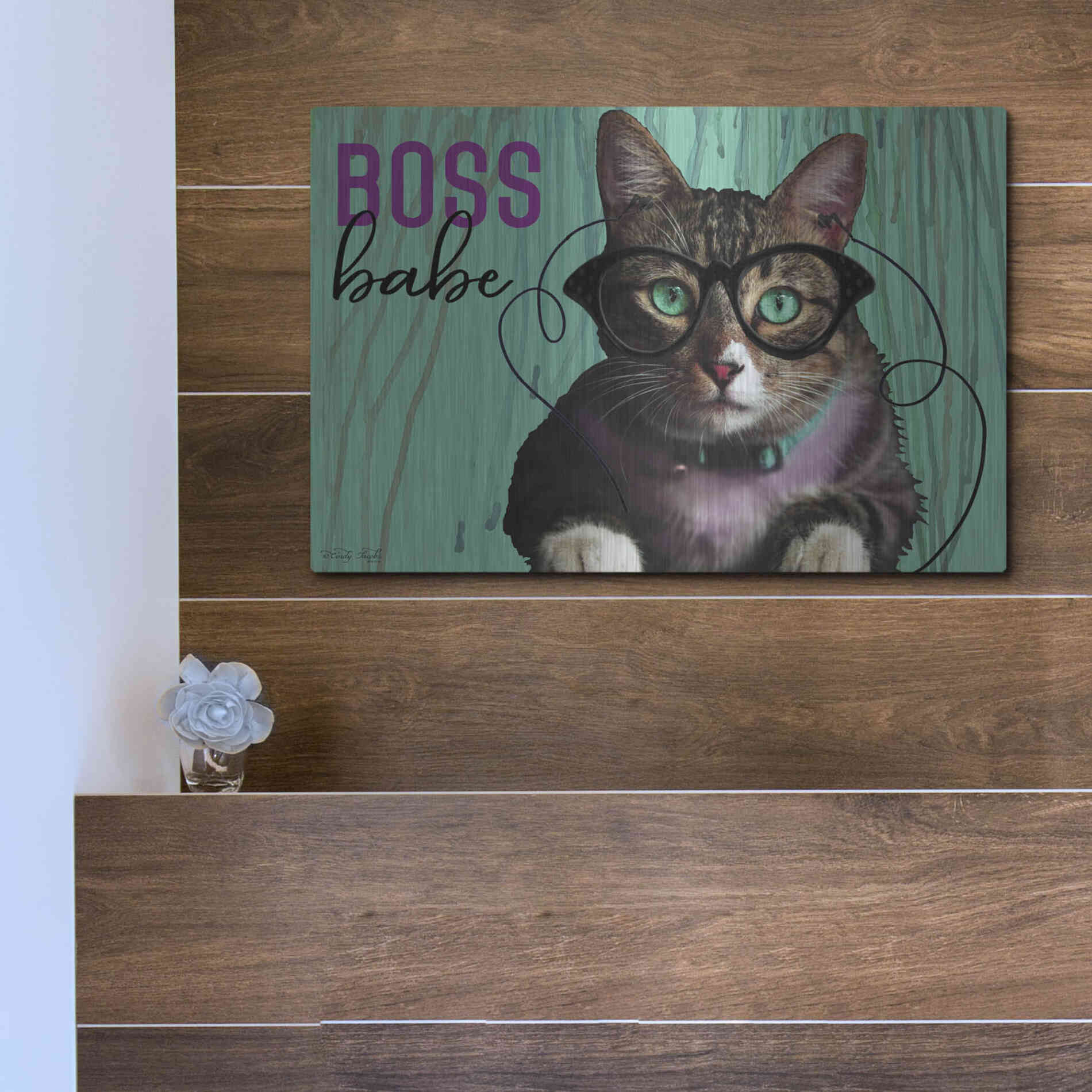 Luxe Metal Art 'Boss Babe' by Cindy Jacobs, Metal Wall Art,16x12