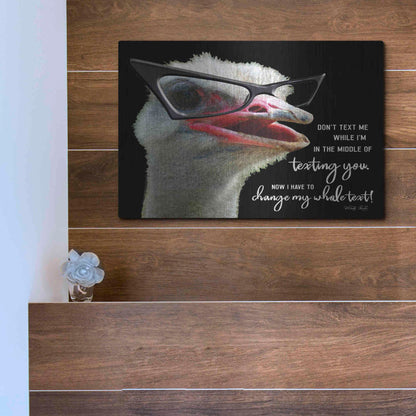 Luxe Metal Art 'Ostrich Don't Text Me' by Cindy Jacobs, Metal Wall Art,16x12