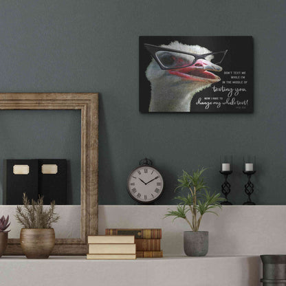 Luxe Metal Art 'Ostrich Don't Text Me' by Cindy Jacobs, Metal Wall Art,16x12