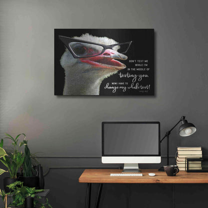 Luxe Metal Art 'Ostrich Don't Text Me' by Cindy Jacobs, Metal Wall Art,36x24