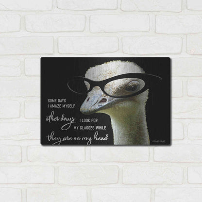 Luxe Metal Art 'Ostrich Some Days I Amaze Myself' by Cindy Jacobs, Metal Wall Art,16x12