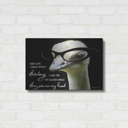 Luxe Metal Art 'Ostrich Some Days I Amaze Myself' by Cindy Jacobs, Metal Wall Art,24x16