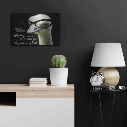 Luxe Metal Art 'Ostrich Some Days I Amaze Myself' by Cindy Jacobs, Metal Wall Art,24x16