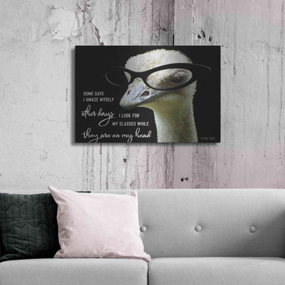 Luxe Metal Art 'Ostrich Some Days I Amaze Myself' by Cindy Jacobs, Metal Wall Art,36x24