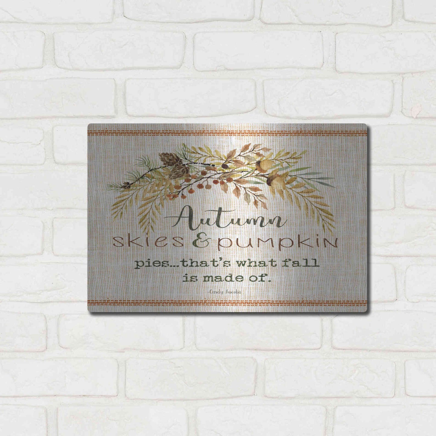 Luxe Metal Art 'Autumn Skies' by Cindy Jacobs, Metal Wall Art,16x12