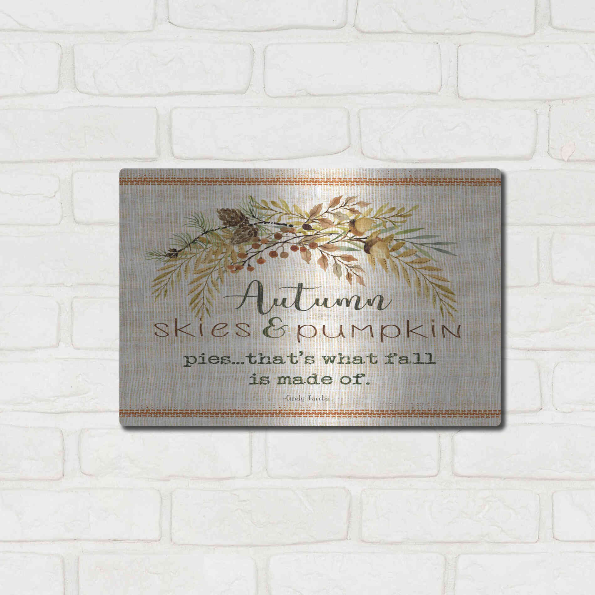 Luxe Metal Art 'Autumn Skies' by Cindy Jacobs, Metal Wall Art,16x12