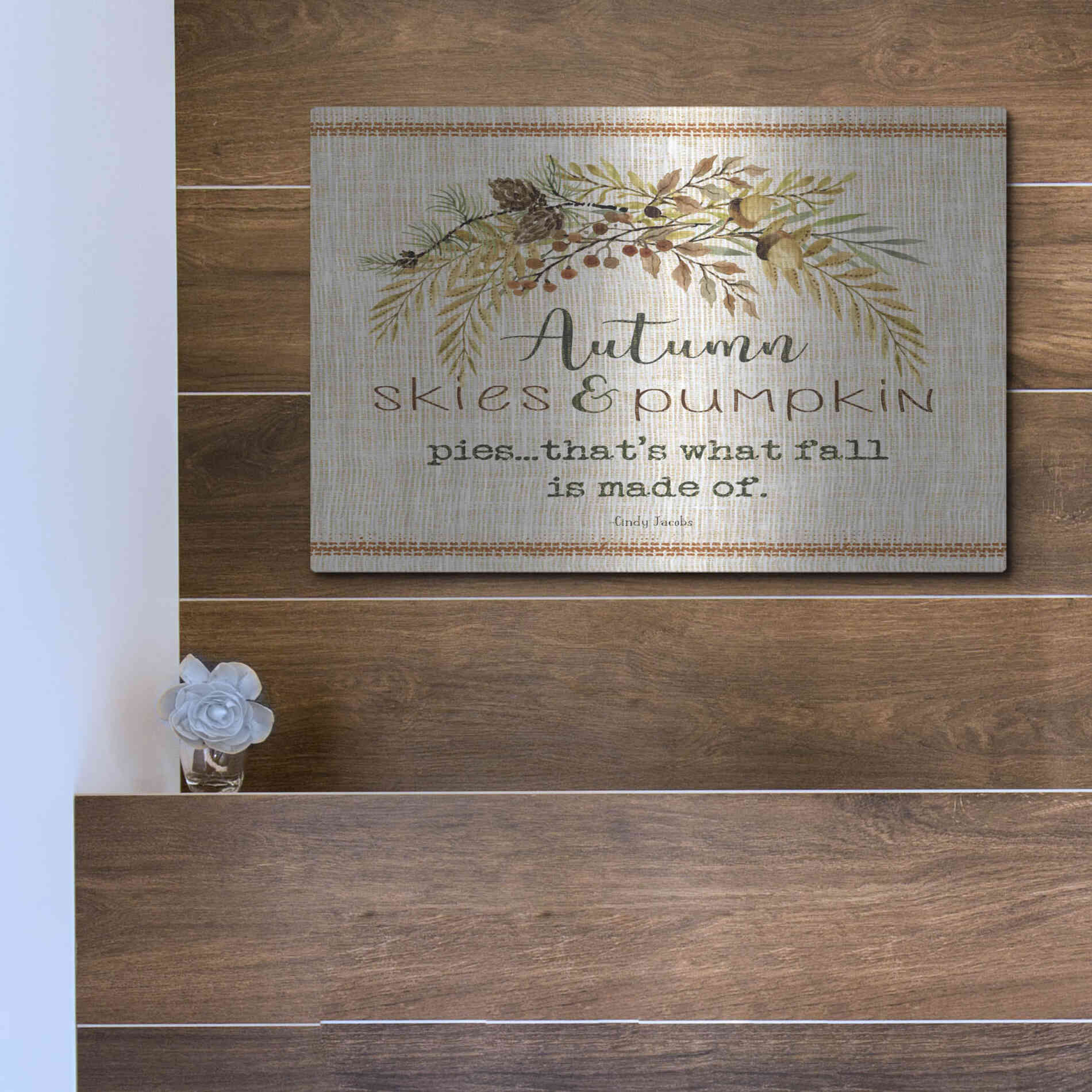 Luxe Metal Art 'Autumn Skies' by Cindy Jacobs, Metal Wall Art,16x12