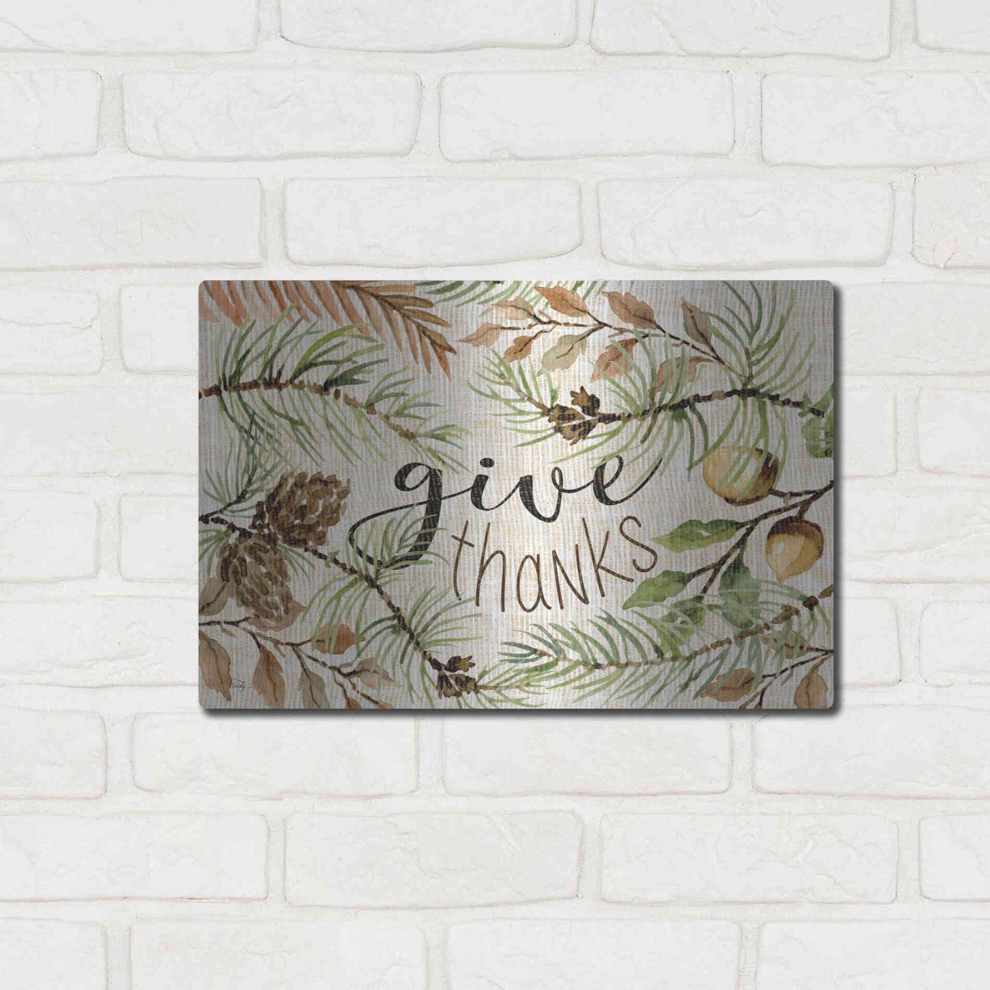 Luxe Metal Art 'Give Thanks' by Cindy Jacobs, Metal Wall Art,16x12