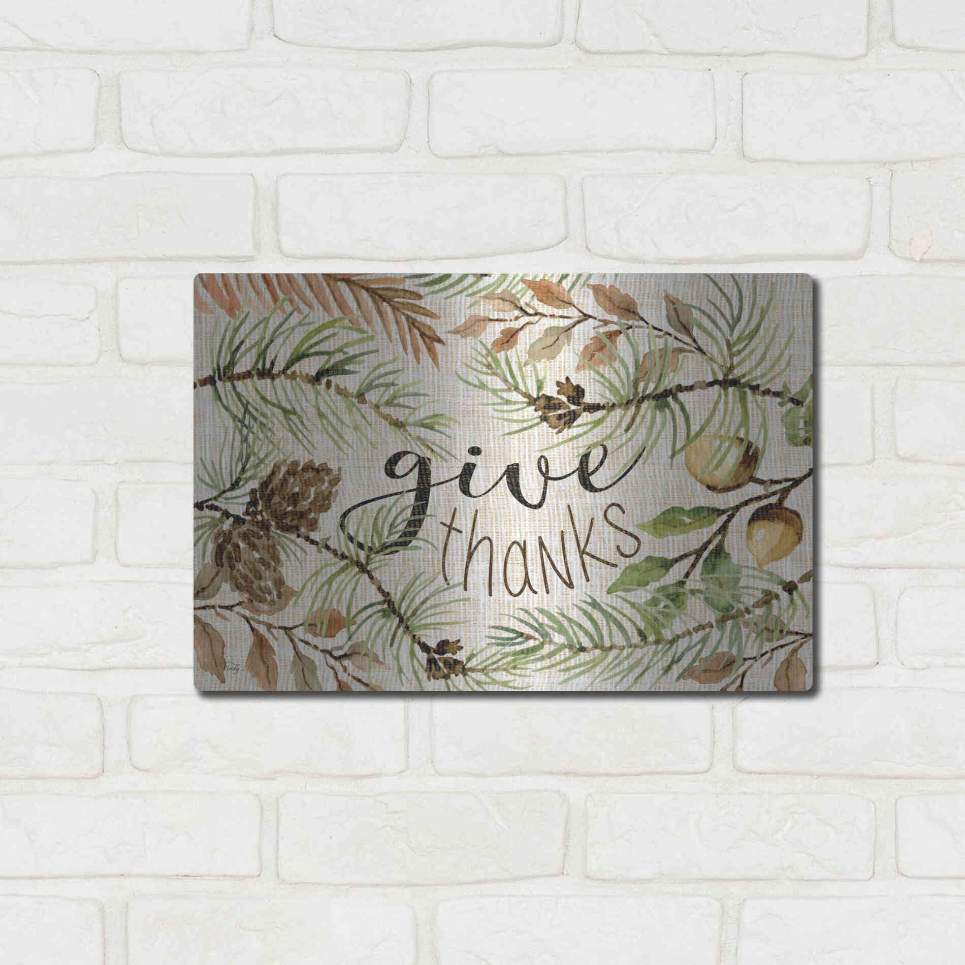 Luxe Metal Art 'Give Thanks' by Cindy Jacobs, Metal Wall Art,16x12