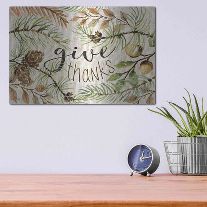 Luxe Metal Art 'Give Thanks' by Cindy Jacobs, Metal Wall Art,16x12