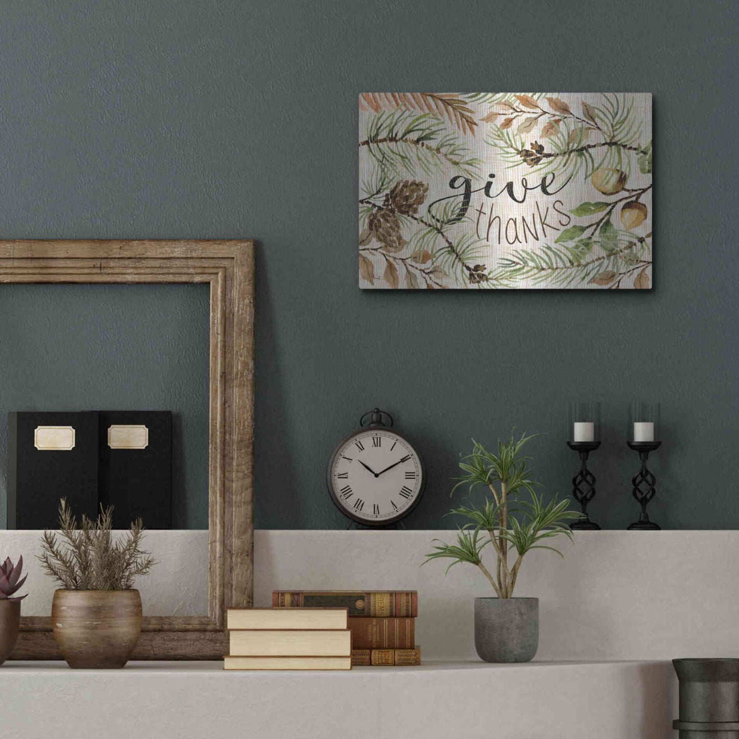 Luxe Metal Art 'Give Thanks' by Cindy Jacobs, Metal Wall Art,16x12