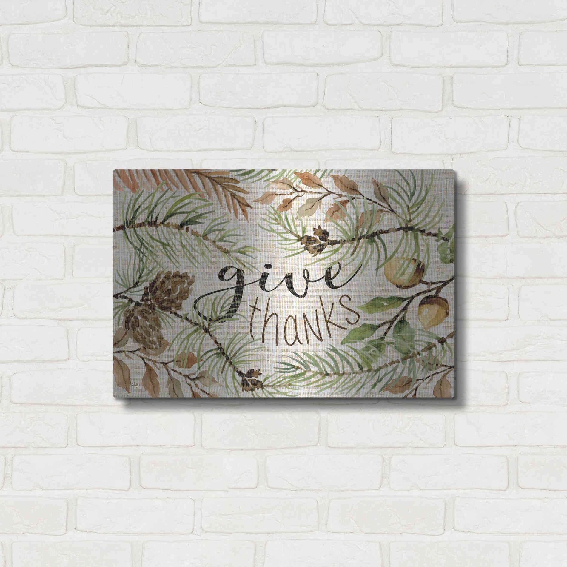 Luxe Metal Art 'Give Thanks' by Cindy Jacobs, Metal Wall Art,24x16