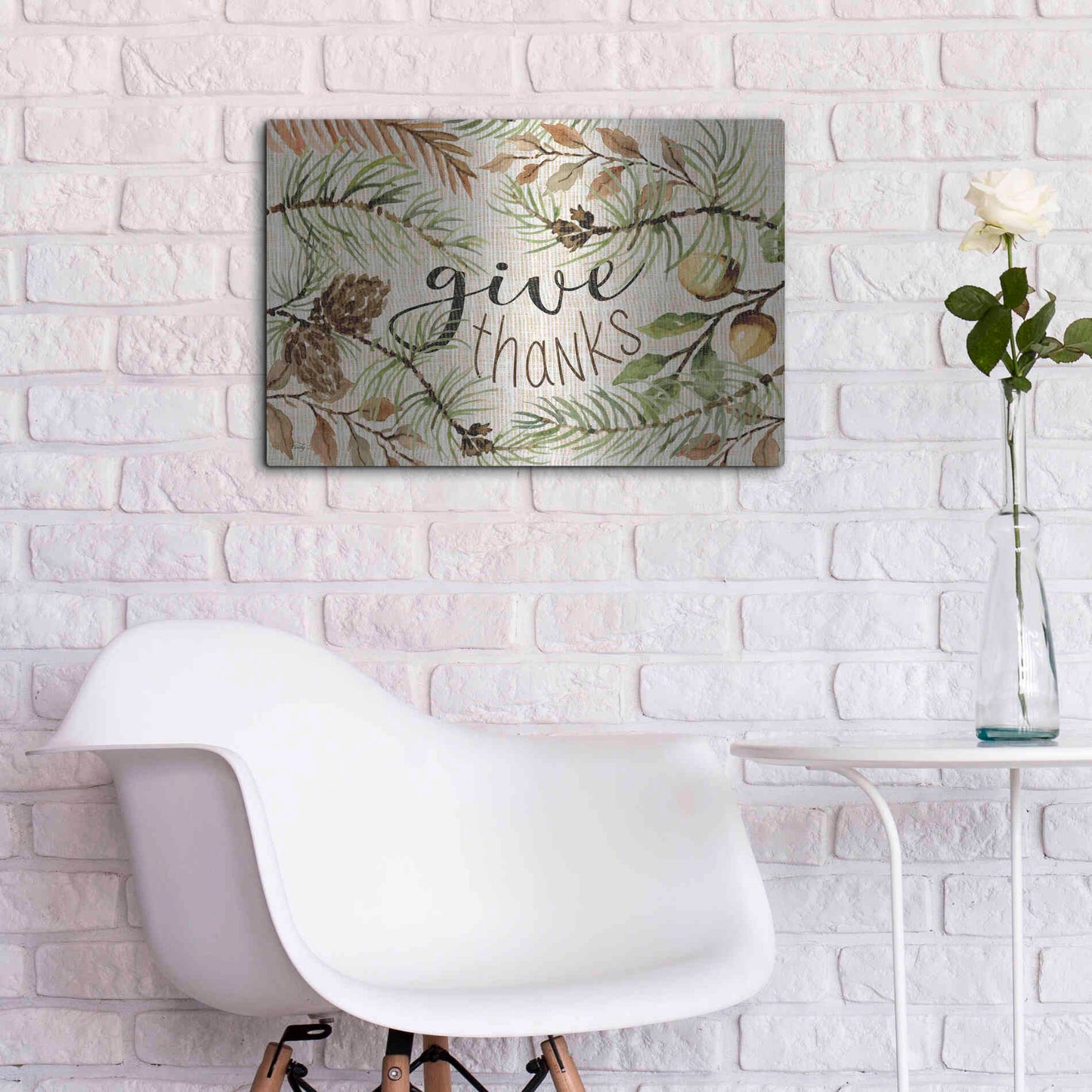 Luxe Metal Art 'Give Thanks' by Cindy Jacobs, Metal Wall Art,24x16