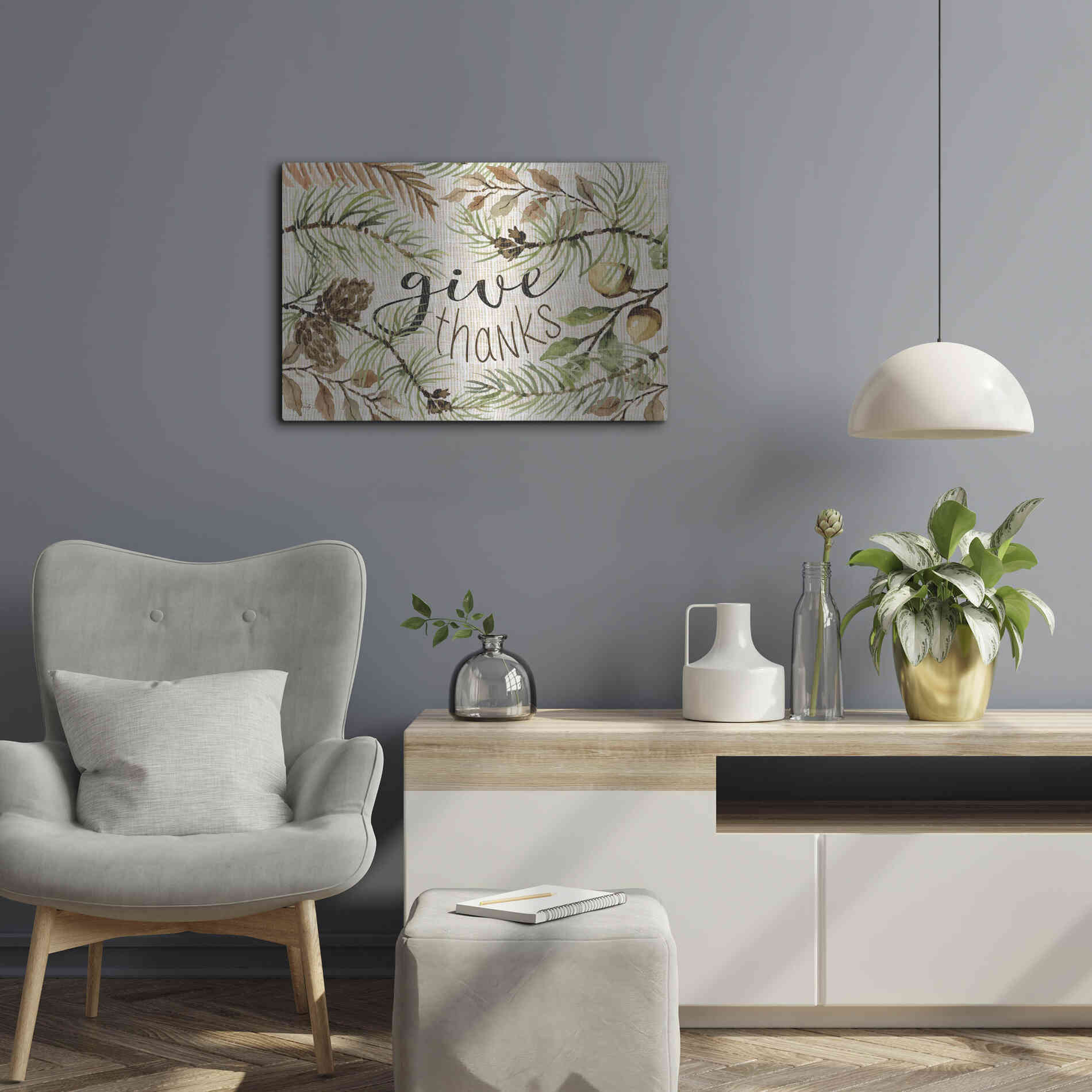 Luxe Metal Art 'Give Thanks' by Cindy Jacobs, Metal Wall Art,24x16