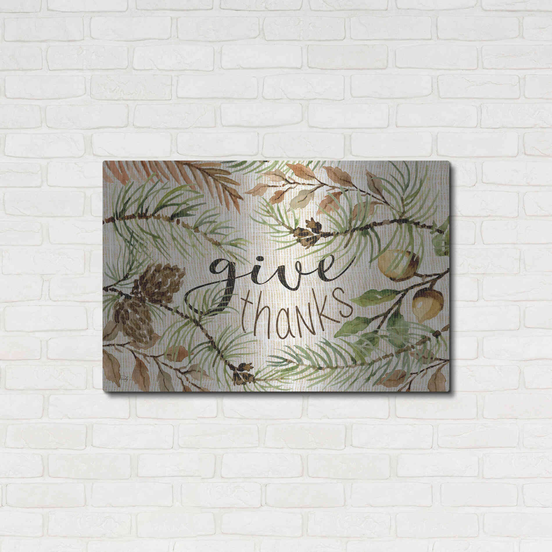 Luxe Metal Art 'Give Thanks' by Cindy Jacobs, Metal Wall Art,36x24