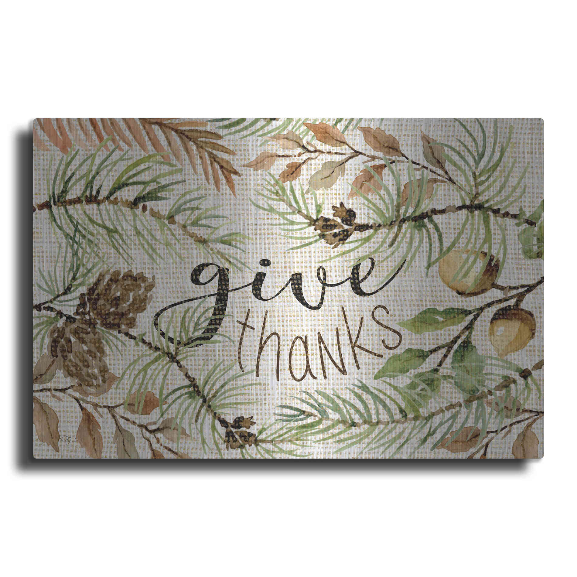 Luxe Metal Art 'Give Thanks' by Cindy Jacobs, Metal Wall Art