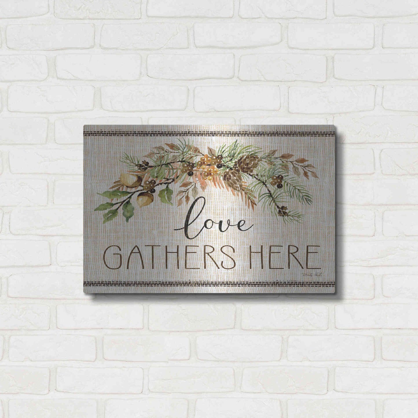 Luxe Metal Art 'Love Gathers Here Stitch' by Cindy Jacobs, Metal Wall Art,24x16