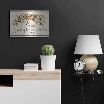 Luxe Metal Art 'Love Gathers Here Stitch' by Cindy Jacobs, Metal Wall Art,24x16