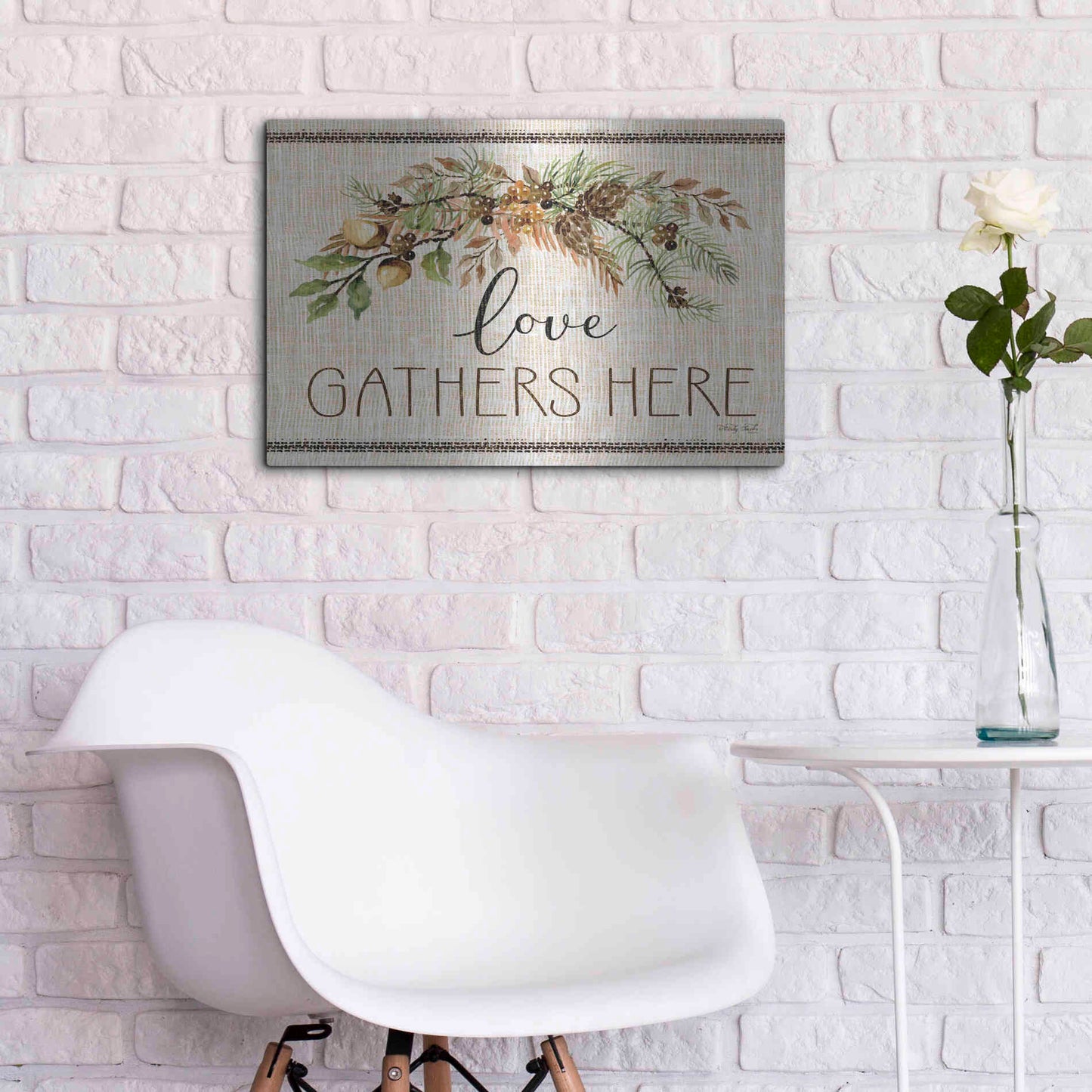 Luxe Metal Art 'Love Gathers Here Stitch' by Cindy Jacobs, Metal Wall Art,24x16
