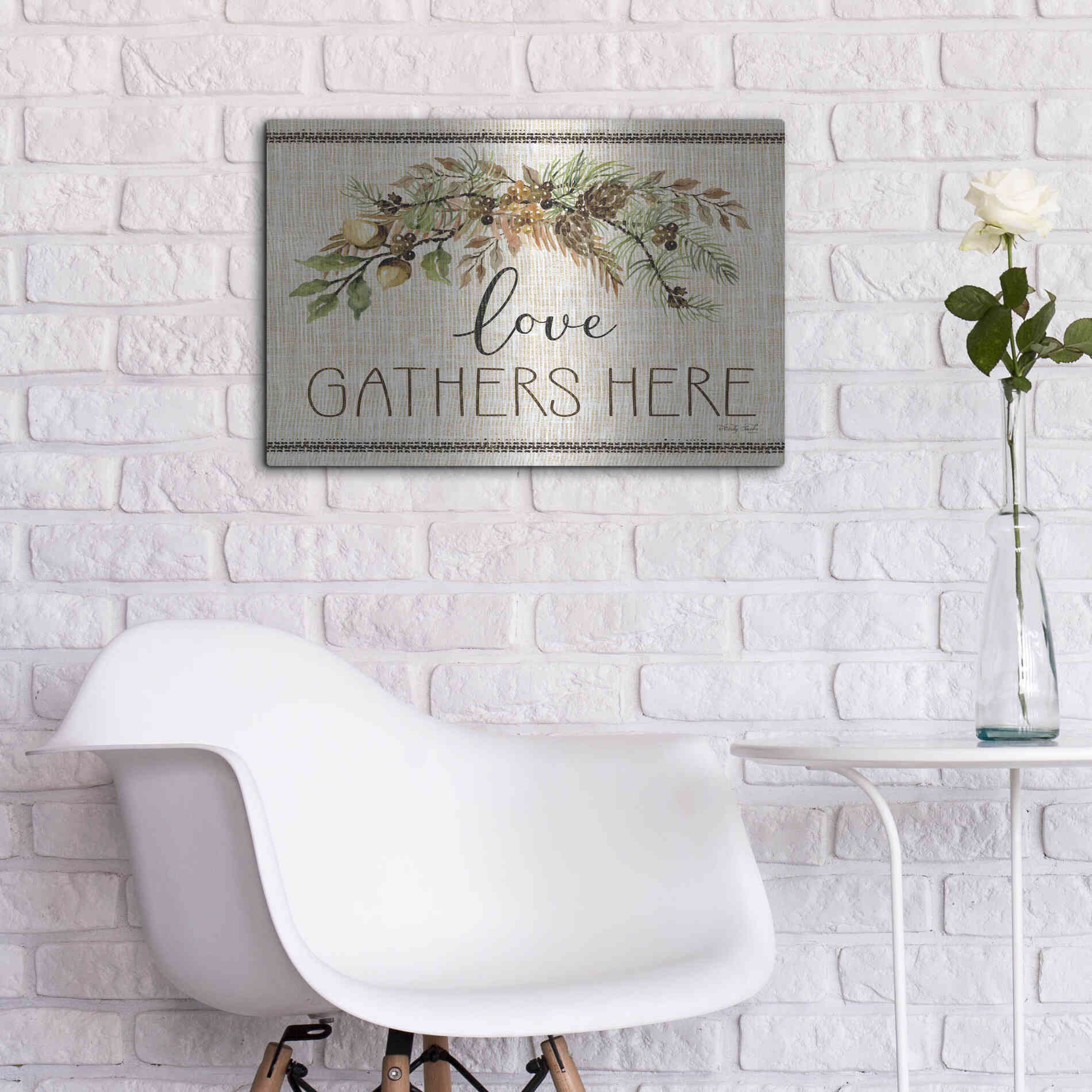 Luxe Metal Art 'Love Gathers Here Stitch' by Cindy Jacobs, Metal Wall Art,24x16