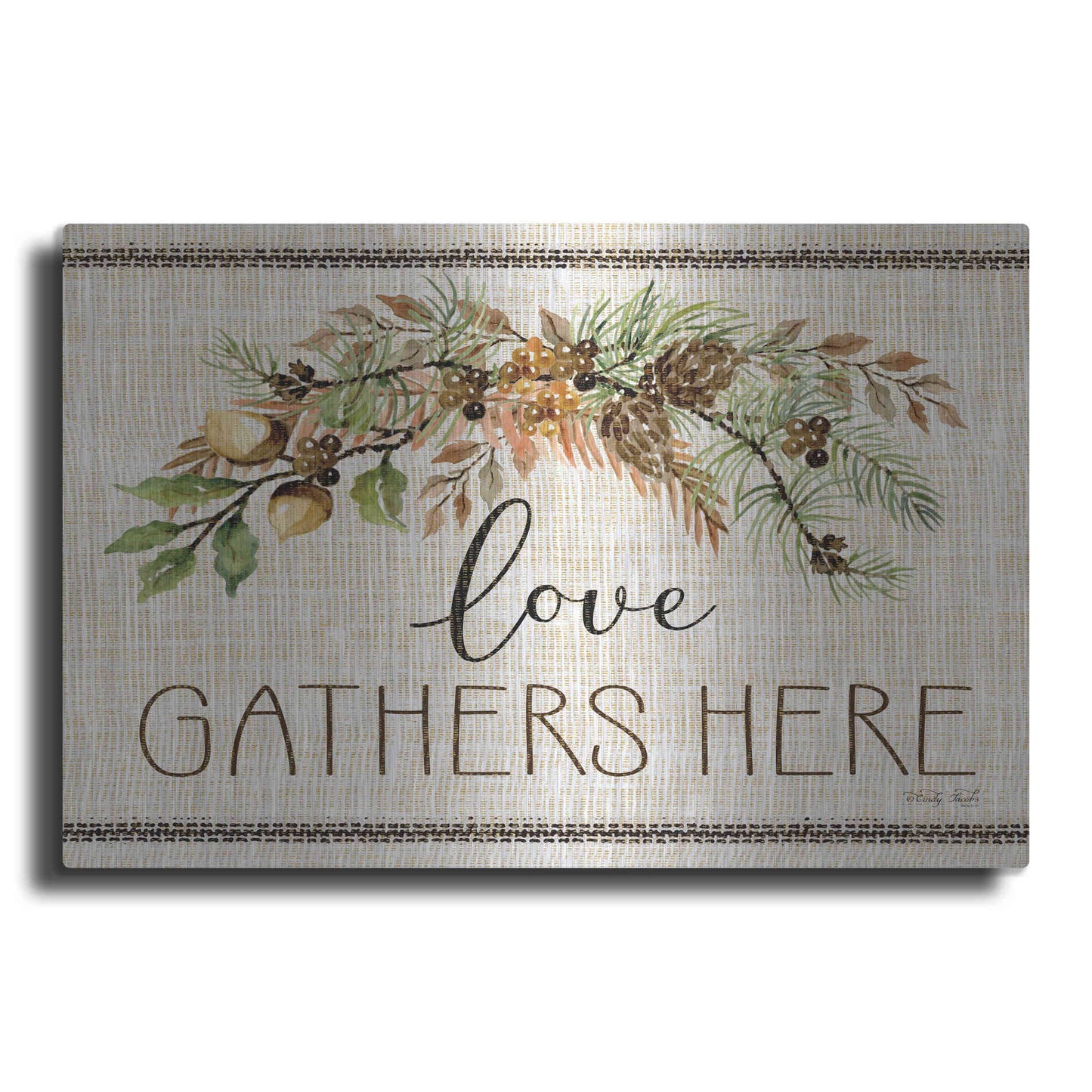 Luxe Metal Art 'Love Gathers Here Stitch' by Cindy Jacobs, Metal Wall Art