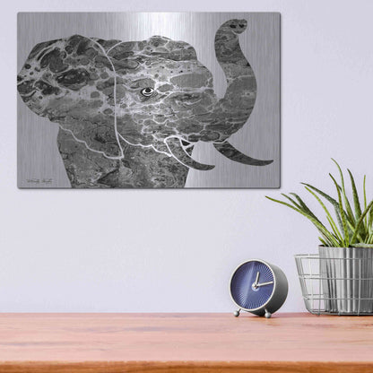 Luxe Metal Art 'Bright Elephant' by Cindy Jacobs, Metal Wall Art,16x12