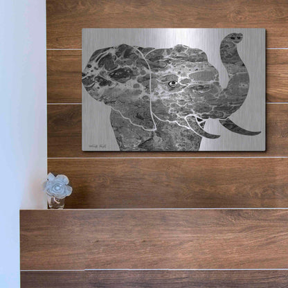 Luxe Metal Art 'Bright Elephant' by Cindy Jacobs, Metal Wall Art,16x12