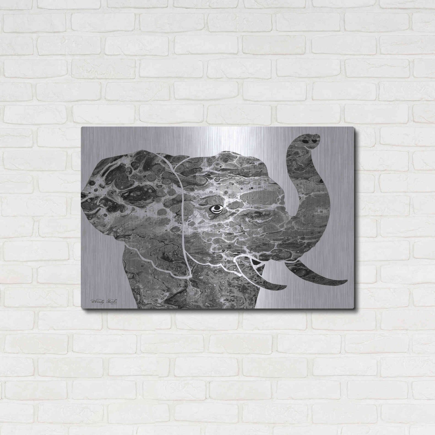 Luxe Metal Art 'Bright Elephant' by Cindy Jacobs, Metal Wall Art,36x24