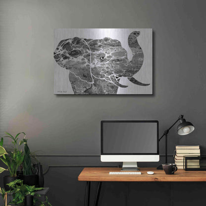 Luxe Metal Art 'Bright Elephant' by Cindy Jacobs, Metal Wall Art,36x24