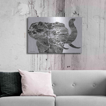 Luxe Metal Art 'Bright Elephant' by Cindy Jacobs, Metal Wall Art,36x24