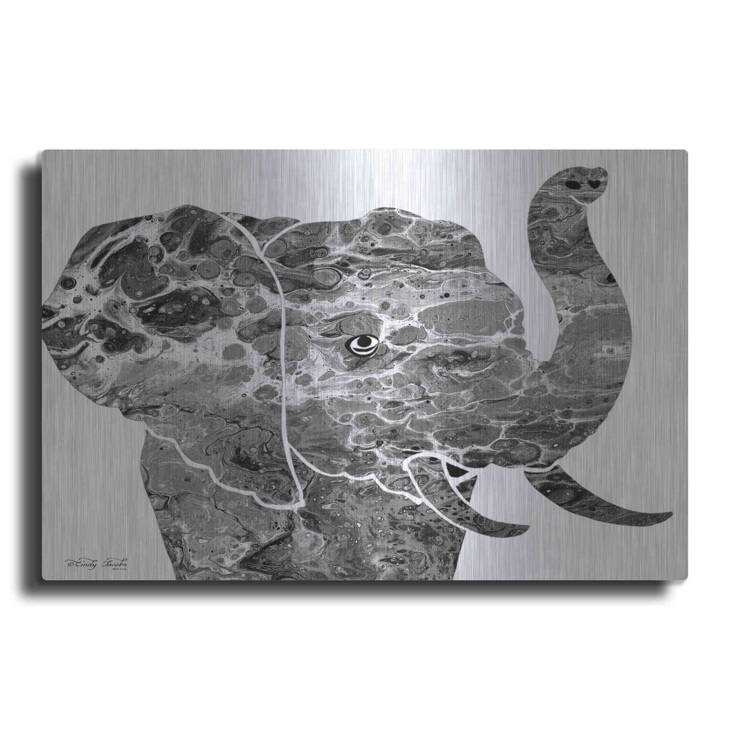 Luxe Metal Art 'Bright Elephant' by Cindy Jacobs, Metal Wall Art