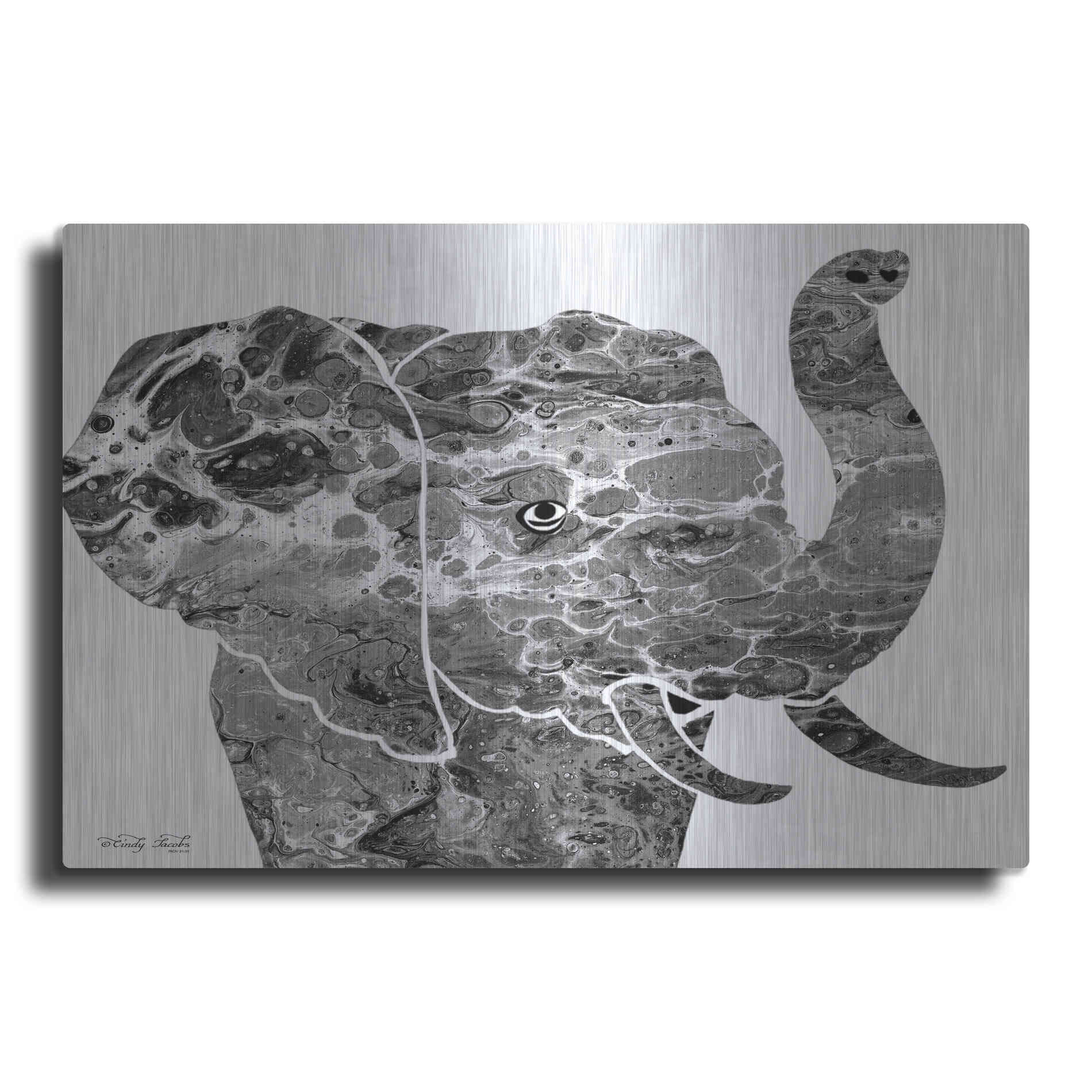 Luxe Metal Art 'Bright Elephant' by Cindy Jacobs, Metal Wall Art
